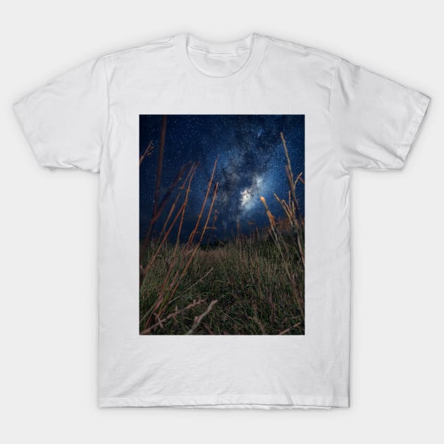 Milky Way Walk, our galaxy on a night walk T-Shirt by JonDelorme